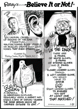 Ripley's Believe It or Not on Thursday January 31, 2008 Comic Strip