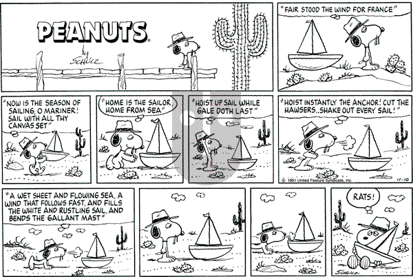 Peanuts - Sunday November 10, 1991 Comic Strip
