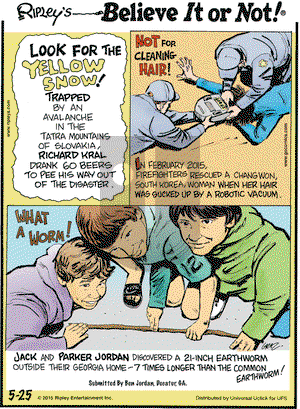 Ripley's Believe It or Not on Monday May 25, 2015 Comic Strip