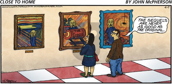 Close to Home on Sunday April 7, 2024 Comic Strip