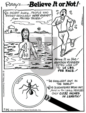 Ripley's Believe It or Not on Thursday January 1, 1998 Comic Strip