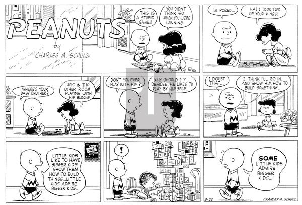 Peanuts on Sunday March 28, 1954 Comic Strip