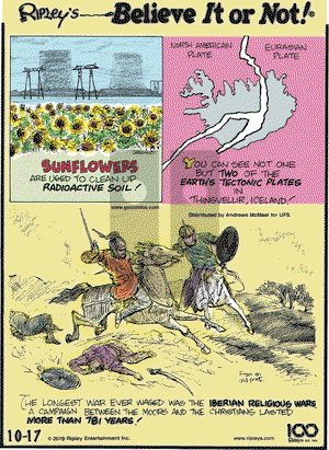 Ripley's Believe It or Not on Thursday October 17, 2019 Comic Strip
