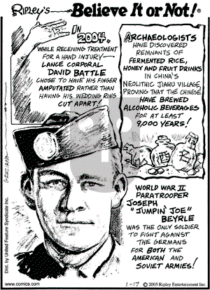 Ripley's Believe It or Not on Monday January 17, 2005 Comic Strip