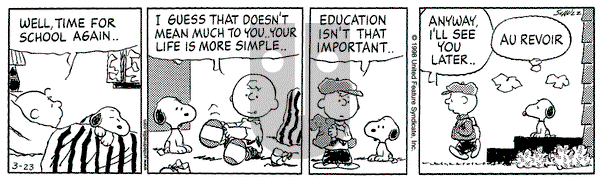 Peanuts - Monday March 23, 1998 Comic Strip
