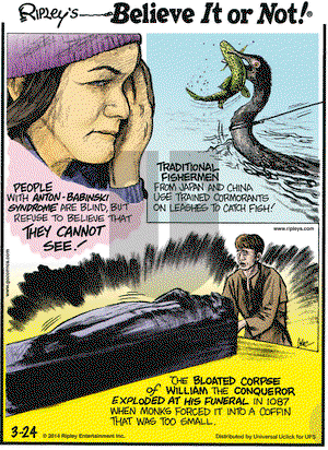 Ripley's Believe It or Not on Monday March 24, 2014 Comic Strip