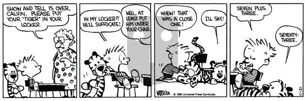 Calvin and Hobbes on Thursday November 21, 1985 Comic Strip