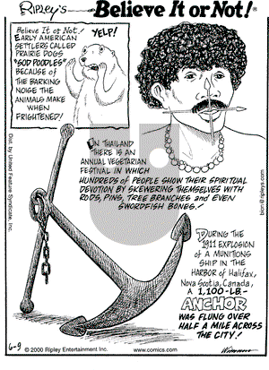 Ripley's Believe It or Not on Friday June 9, 2000 Comic Strip