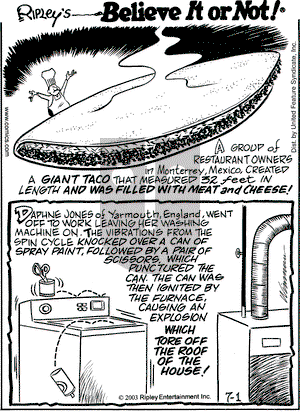 Ripley's Believe It or Not on Tuesday July 1, 2003 Comic Strip