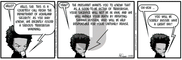 The Boondocks on Thursday February 20, 2003 Comic Strip