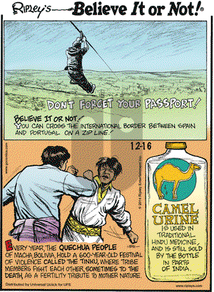 Ripley's Believe It or Not on Tuesday December 16, 2014 Comic Strip