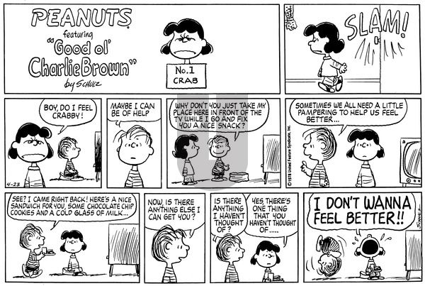 Peanuts on Sunday April 23, 1978 Comic Strip