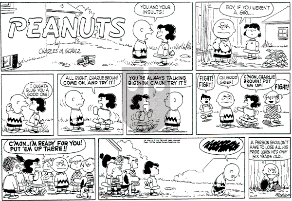 Peanuts - Sunday November 17, 1957 Comic Strip