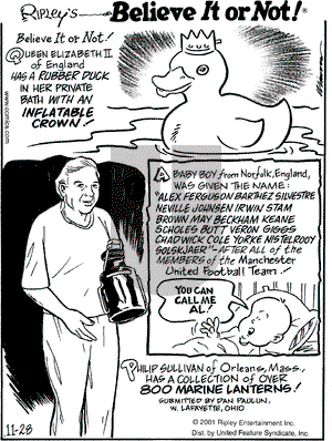 Ripley's Believe It or Not on Wednesday November 28, 2001 Comic Strip