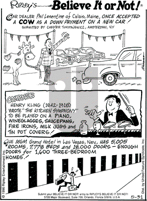 Ripley's Believe It or Not on Friday May 31, 1996 Comic Strip