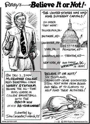 Ripley's Believe It or Not on Tuesday January 18, 2005 Comic Strip