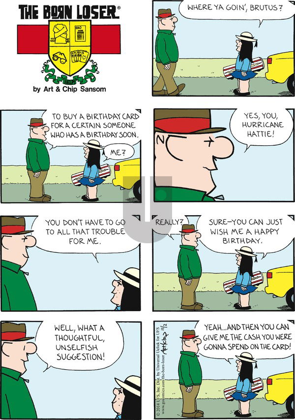 The Born Loser on Sunday November 2, 2014 Comic Strip