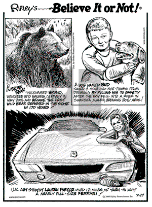Ripley's Believe It or Not on Thursday July 27, 2006 Comic Strip