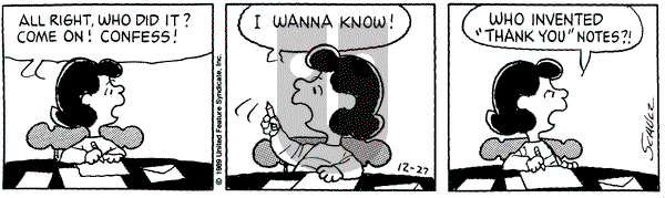 Peanuts on Wednesday December 27, 1989 Comic Strip