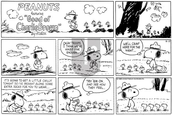 Peanuts on Sunday April 13, 1986 Comic Strip