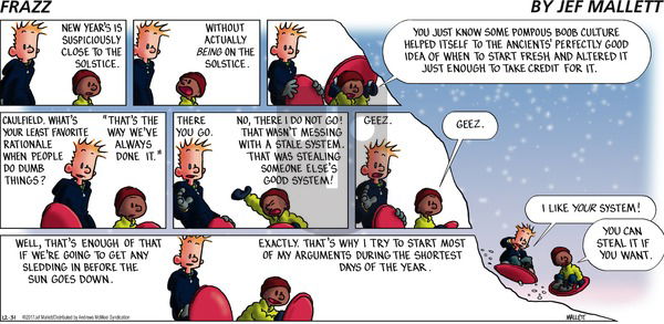 Frazz on Sunday December 31, 2017 Comic Strip