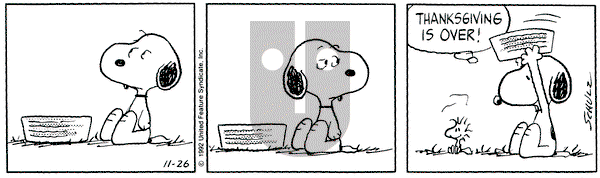 Peanuts on Thursday November 26, 1992 Comic Strip