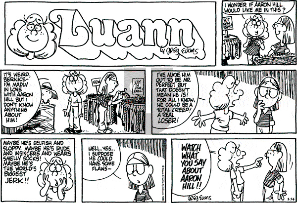 Luann on Sunday August 24, 1986 Comic Strip