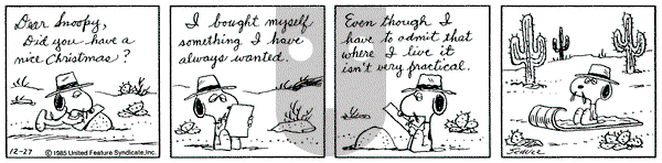 Peanuts on Friday December 27, 1985 Comic Strip