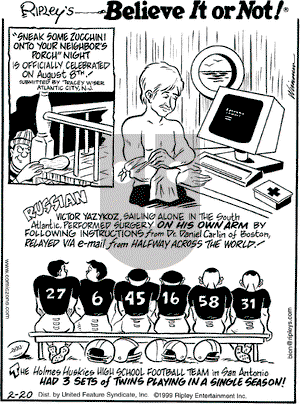 Ripley's Believe It or Not on Saturday February 20, 1999 Comic Strip