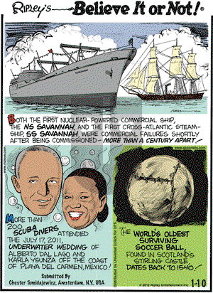Ripley's Believe It or Not on Tuesday January 10, 2012 Comic Strip
