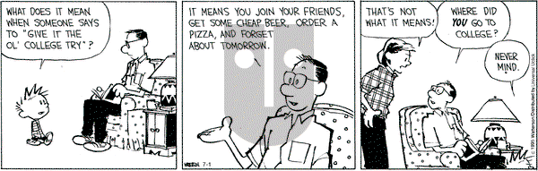 Calvin and Hobbes on Wednesday July 1, 2015 Comic Strip