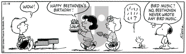 Peanuts on Saturday December 16, 1995 Comic Strip