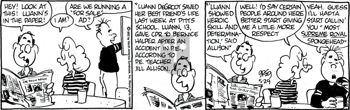 Luann - Friday May 29, 1992 Comic Strip