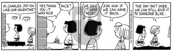 Peanuts on Saturday February 14, 1998 Comic Strip
