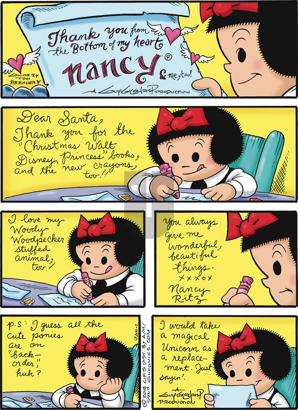 Nancy on Sunday January 7, 2018 Comic Strip
