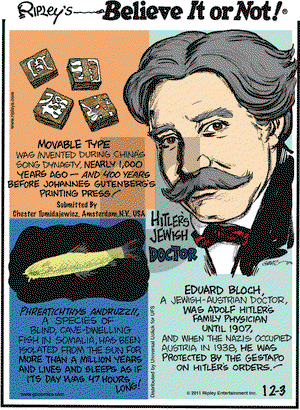 Ripley's Believe It or Not on Saturday December 3, 2011 Comic Strip