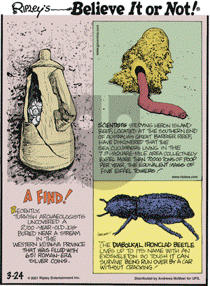Ripley's Believe It or Not on Wednesday March 24, 2021 Comic Strip