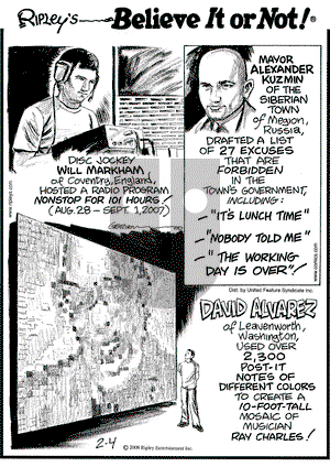 Ripley's Believe It or Not on Monday February 4, 2008 Comic Strip