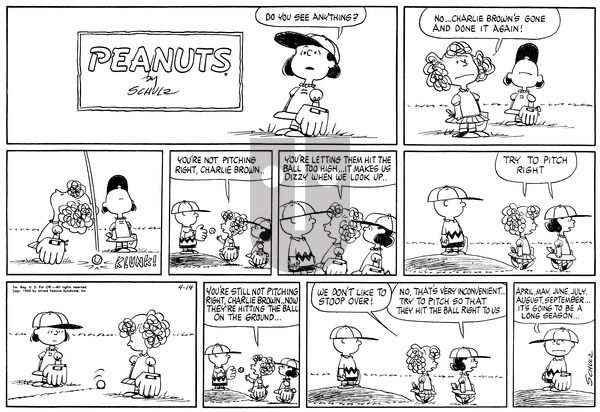 Peanuts on Sunday April 14, 1963 Comic Strip