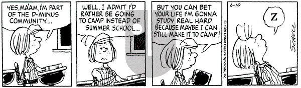 Peanuts on Saturday June 10, 1989 Comic Strip