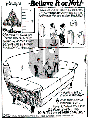 Ripley's Believe It or Not on Tuesday February 23, 1999 Comic Strip