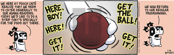 Pooch Cafe on Saturday January 14, 2012 Comic Strip