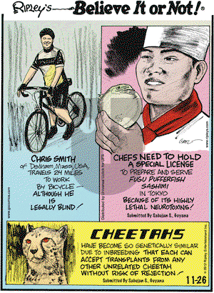 Ripley's Believe It or Not on Monday November 26, 2012 Comic Strip