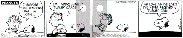 Peanuts on Monday November 24, 1969 Comic Strip
