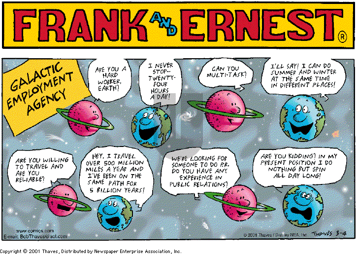 Frank and Ernest on Sunday March 4, 2001 Comic Strip