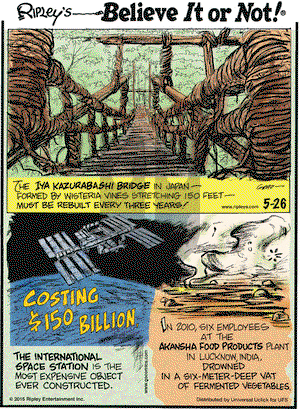 Ripley's Believe It or Not on Tuesday May 26, 2015 Comic Strip