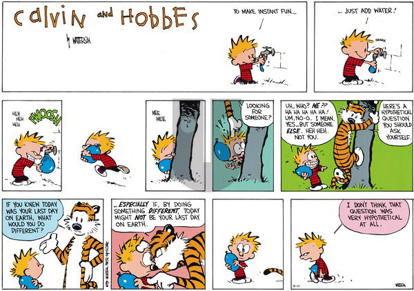 Calvin and Hobbes on Sunday September 14, 2014 Comic Strip