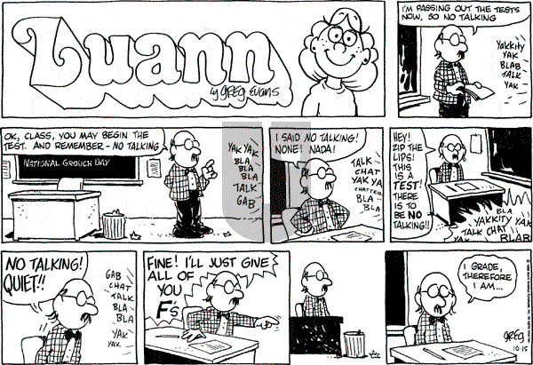 Luann on Sunday October 15, 1989 Comic Strip