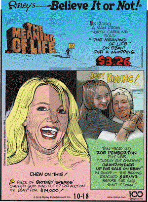 Ripley's Believe It or Not on Friday October 18, 2019 Comic Strip