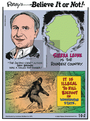 Ripley's Believe It or Not on Friday October 2, 2020 Comic Strip